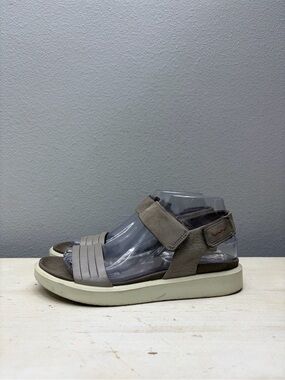 Ecco Grey Leather Flowt Sandals Size 38